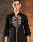 Embroidered Cotton Blend Straight Kurta Set