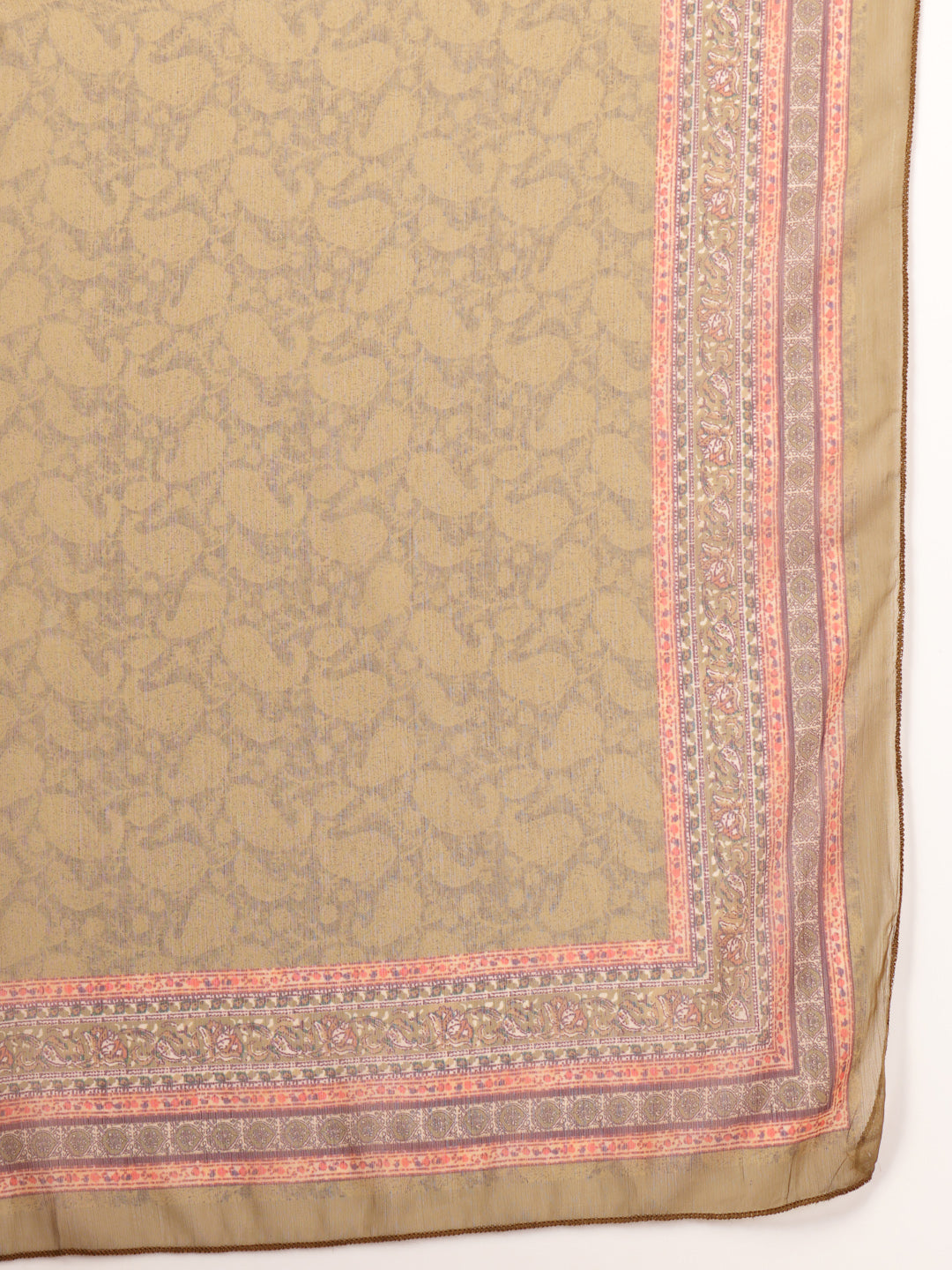 Paisley Wool Blend Kurta Set with Swarovski Detailing &amp; Chiffon Dupatta