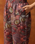 Wool Blend Floral Printed Kurta Set with Mandarin Collar, Zari Work & Printed Palazzo