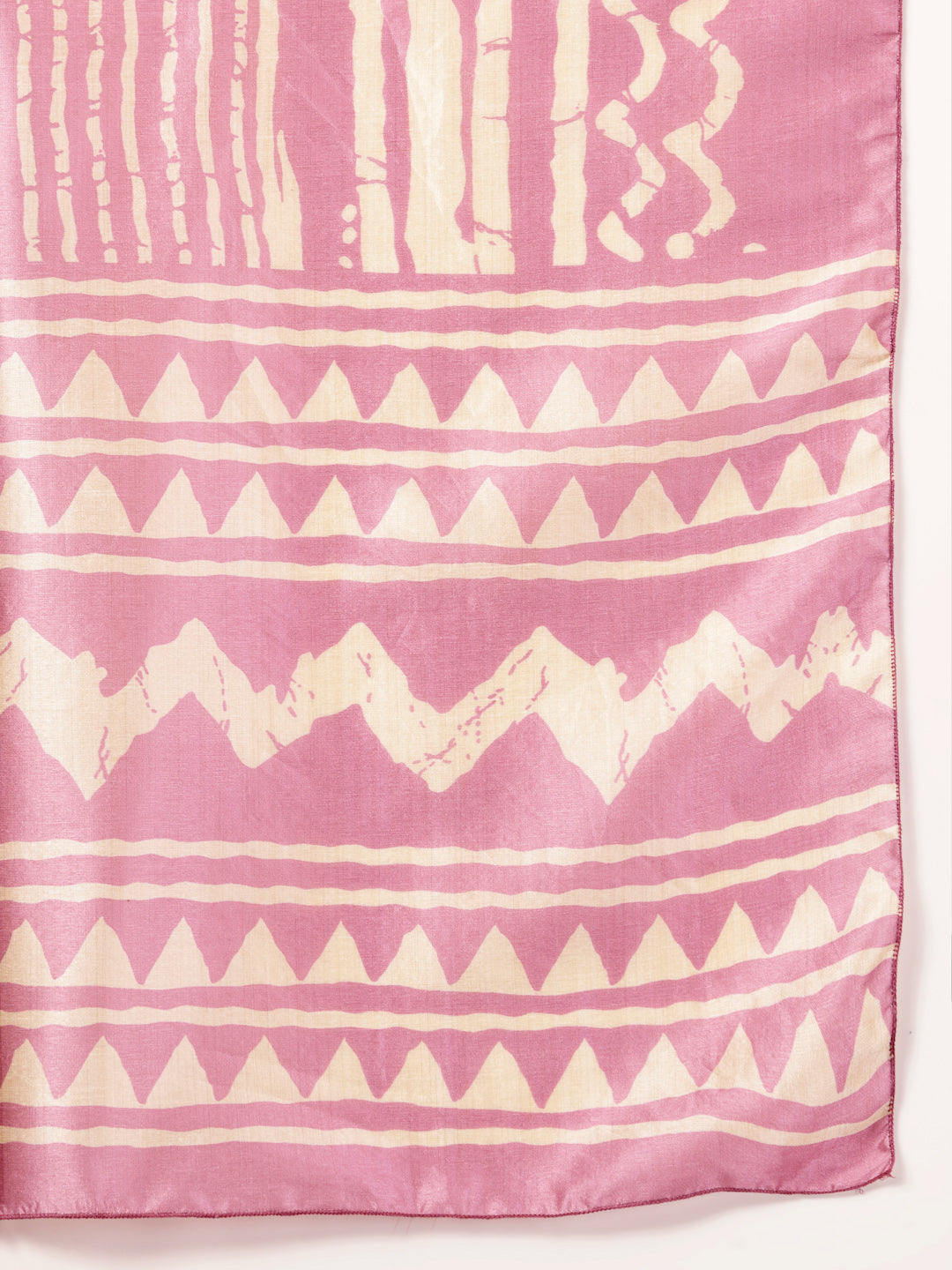 Vetican Fabric Kurta Set with Embroidered Round Neck, Palazzo &amp; Striped Silk Dupatta