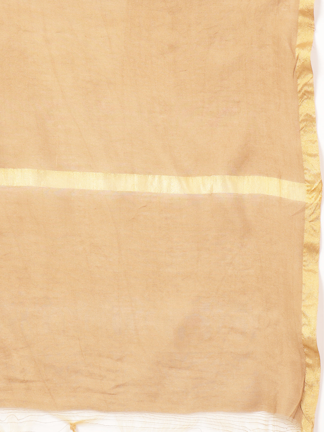 Zari-Trimmed V-Neck Kurta Set with Chanderi Tassel Dupatta