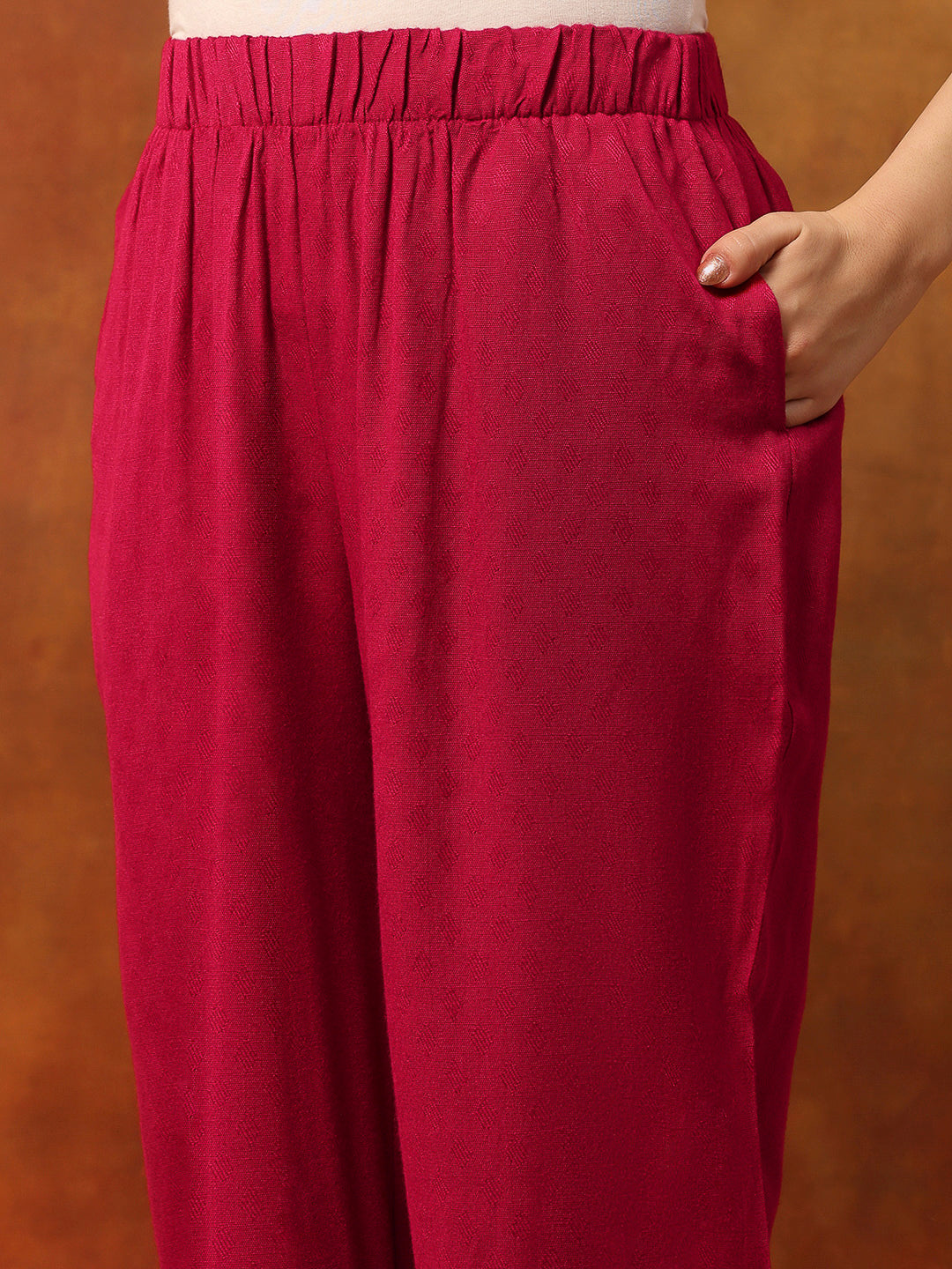 Floral Wool Blend Kurta Set with Swarovski Detailing &amp; Printed Dupatta