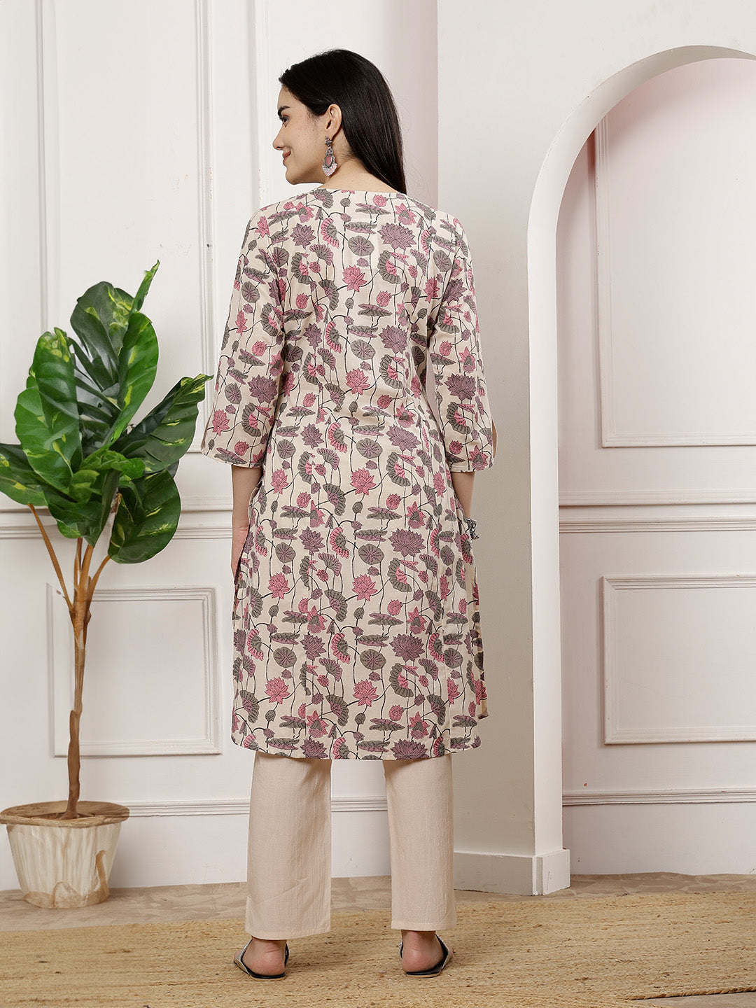 Floral Printed A-Line Kurta And Palazzo Set