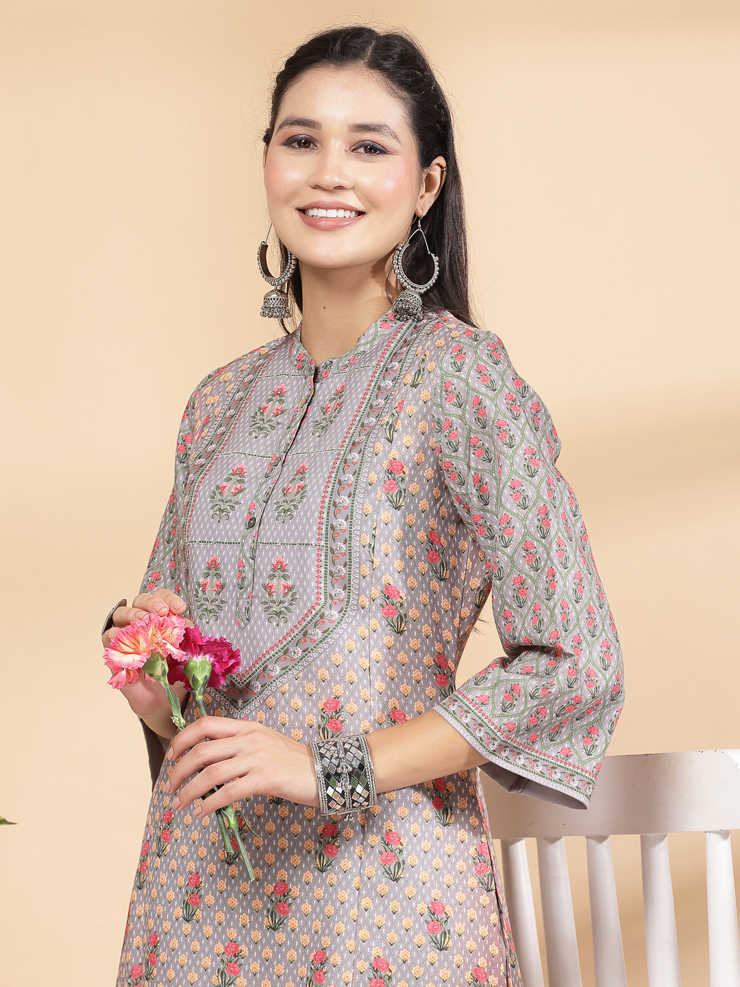 Poly Linen A-Line Kurta And Palazzo Co-Ord Set