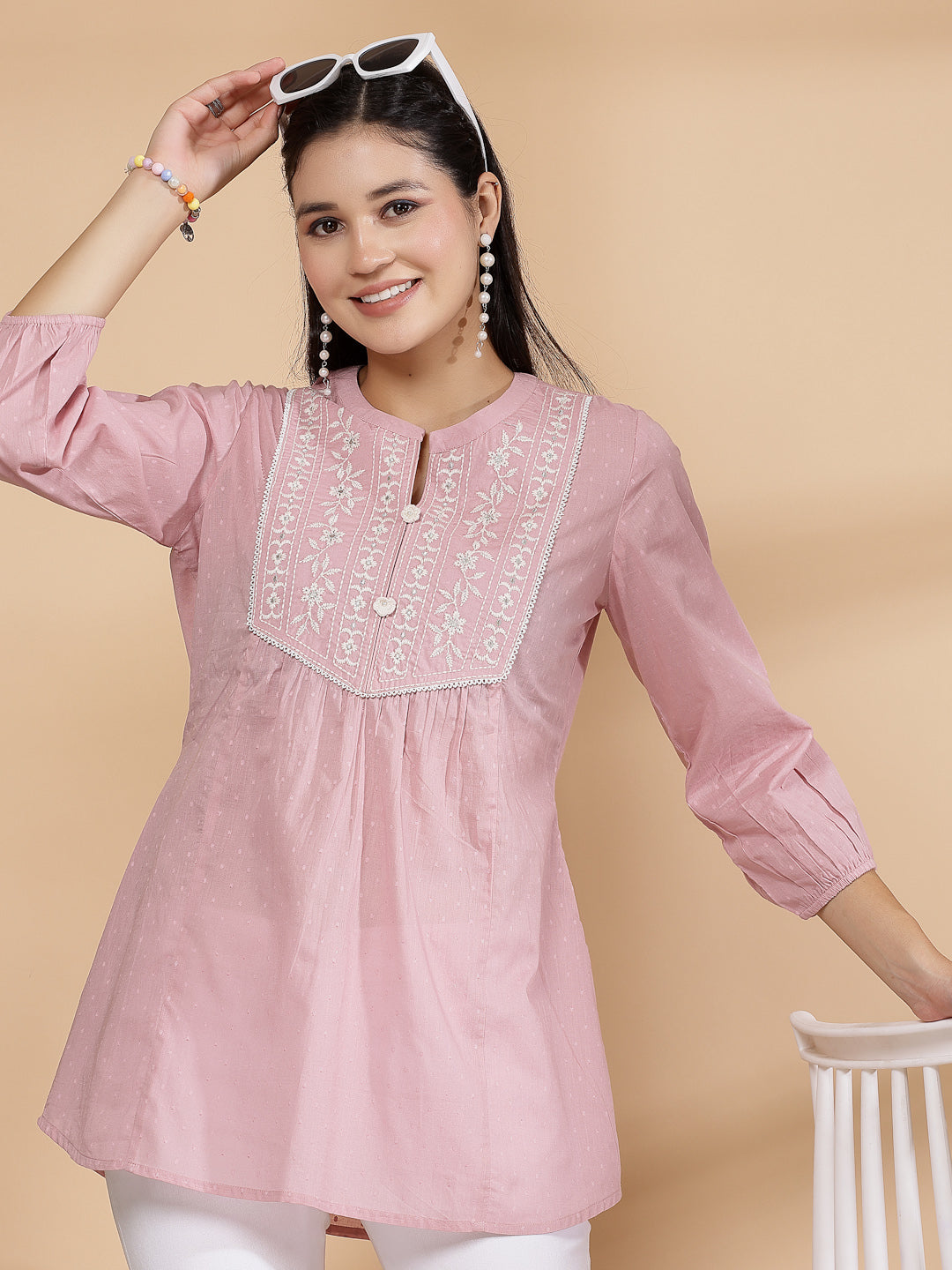 Dot Printed Straight Cotton Tunic