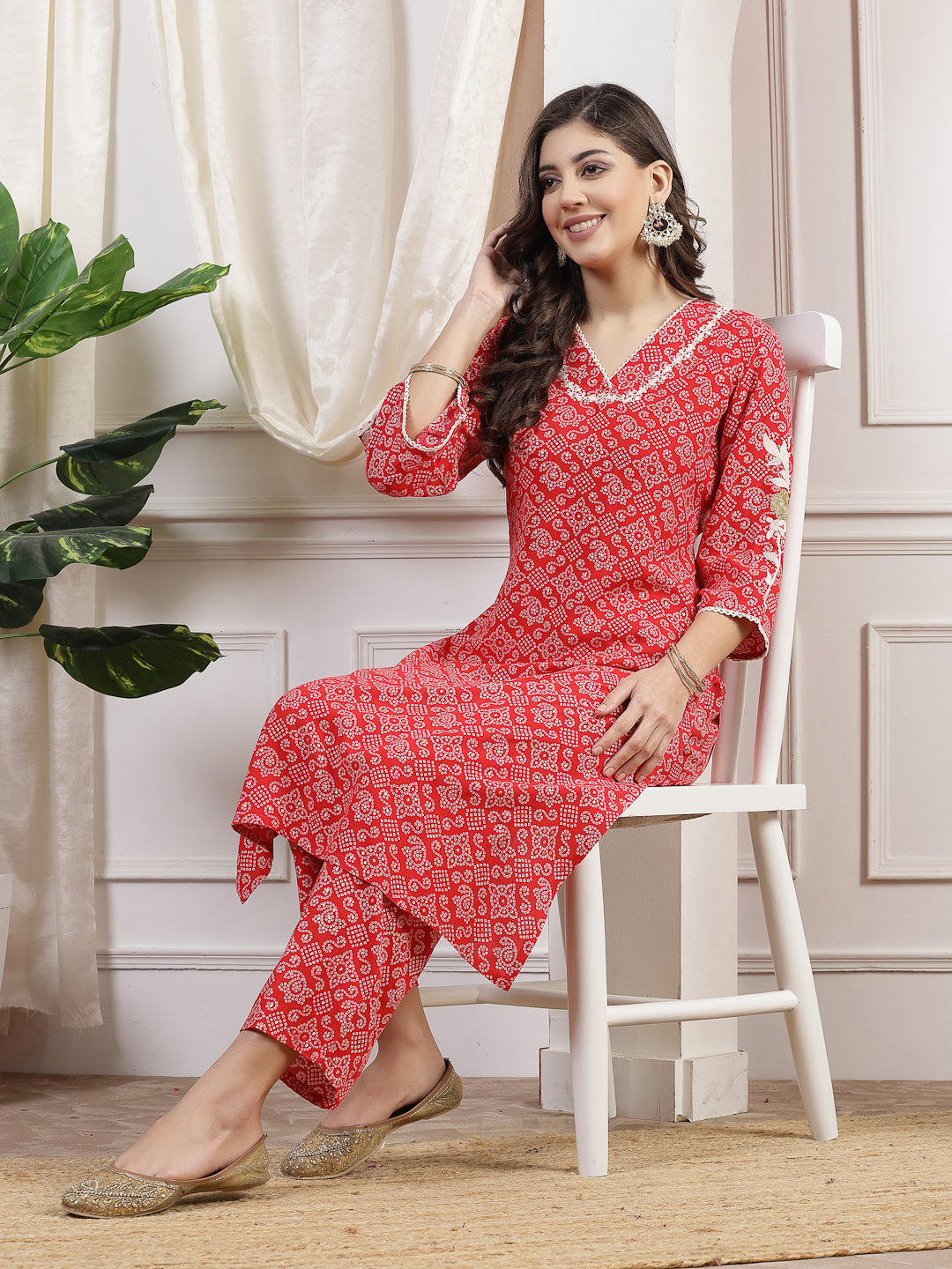 Nayam Designer Cotton Printed Embroidered Regular Fit Casual Wear Co-Ord Sets