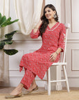 Nayam Designer Cotton Printed Embroidered Regular Fit Casual Wear Co-Ord Sets