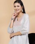 Floral Embroidered Cotton Tunic