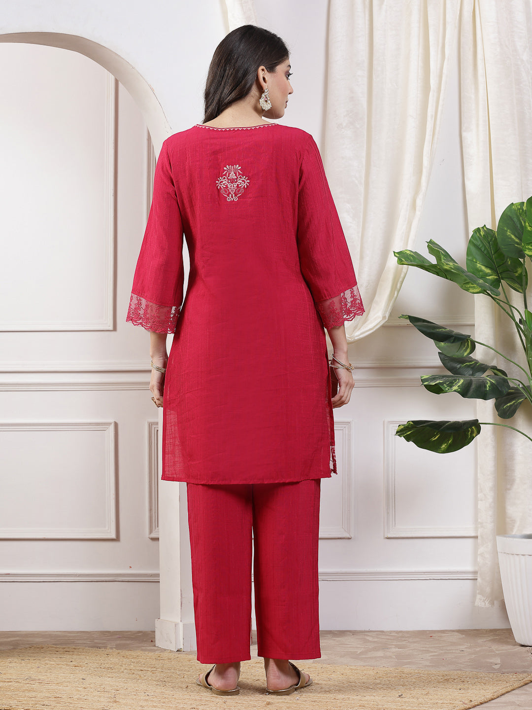 Women&#39;S Poly Viscose Kurta And Palazzo Co-Ord Set