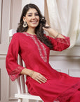 Women'S Poly Viscose Kurta And Palazzo Co-Ord Set