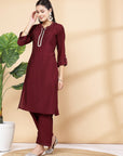 Women'S Solid A-Line Kurta And Palazzo Set