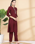 Women'S Solid A-Line Kurta And Palazzo Set