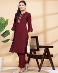 Women'S Solid A-Line Kurta And Palazzo Set