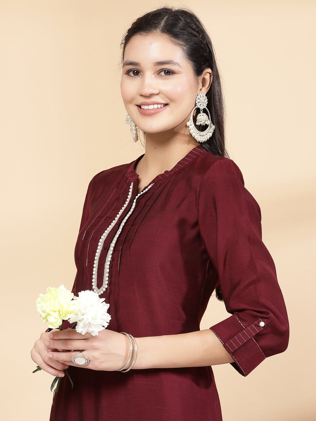 Women&#39;S Solid A-Line Kurta And Palazzo Set