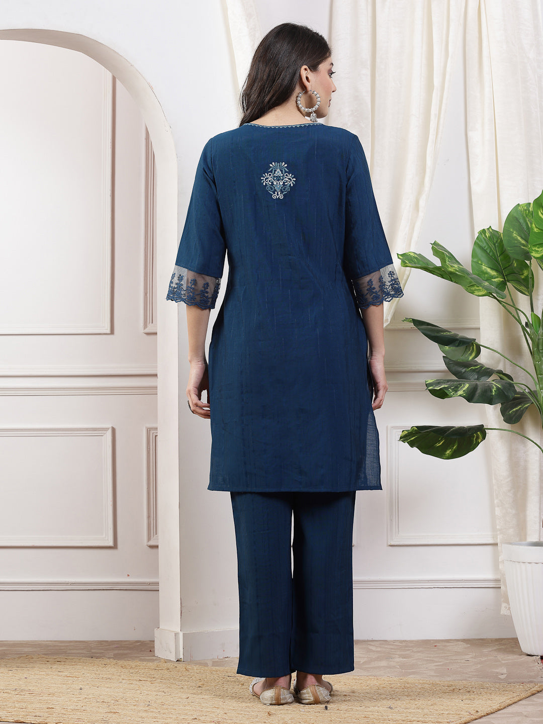 Women&#39;S Poly Viscose Kurta And Palazzo Co-Ord Set