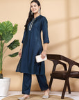 Women'S Solid A-Line Kurta And Palazzo Set