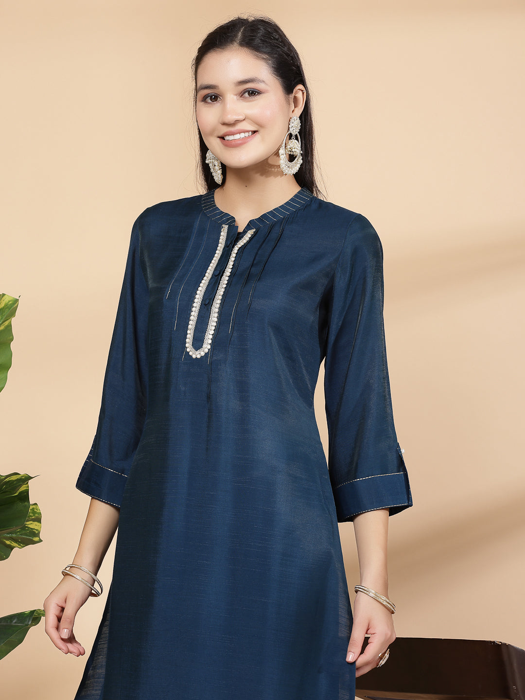 Women&#39;S Solid A-Line Kurta And Palazzo Set