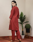 Embroidered Cotton Linen Kurta With Palazzo Co-Ord Set