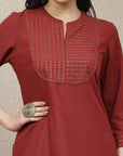 Embroidered Cotton Linen Kurta With Palazzo Co-Ord Set