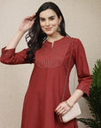 Embroidered Cotton Linen Kurta With Palazzo Co-Ord Set