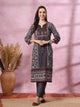 Floral Printed Straight Poly Muslin Kurta with Palazzo Set
