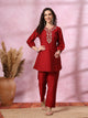 Solid A-Line Viscose Tunic with Zari Embroidery & Palazzo Co-ord Set