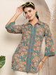 Paisley Printed Poly Crepe Shirt with Bell Sleeves