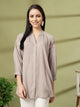Grey Rayon Crinkle Shirt with Embroidered Back & Lace Inserts