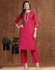 Stitch Embroidered A-Line Kurta And Palazzo Set