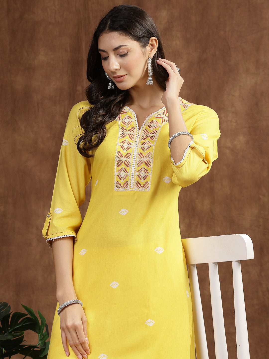 Embroidered A-Line Kurta And Palazzo Set