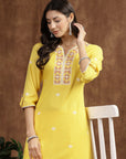 Embroidered A-Line Kurta And Palazzo Set