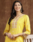 Embroidered A-Line Kurta And Palazzo Set