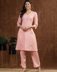 Solid Straight Kurta And Palazzo Set With Dupatta