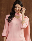 Solid Straight Kurta And Palazzo Set With Dupatta