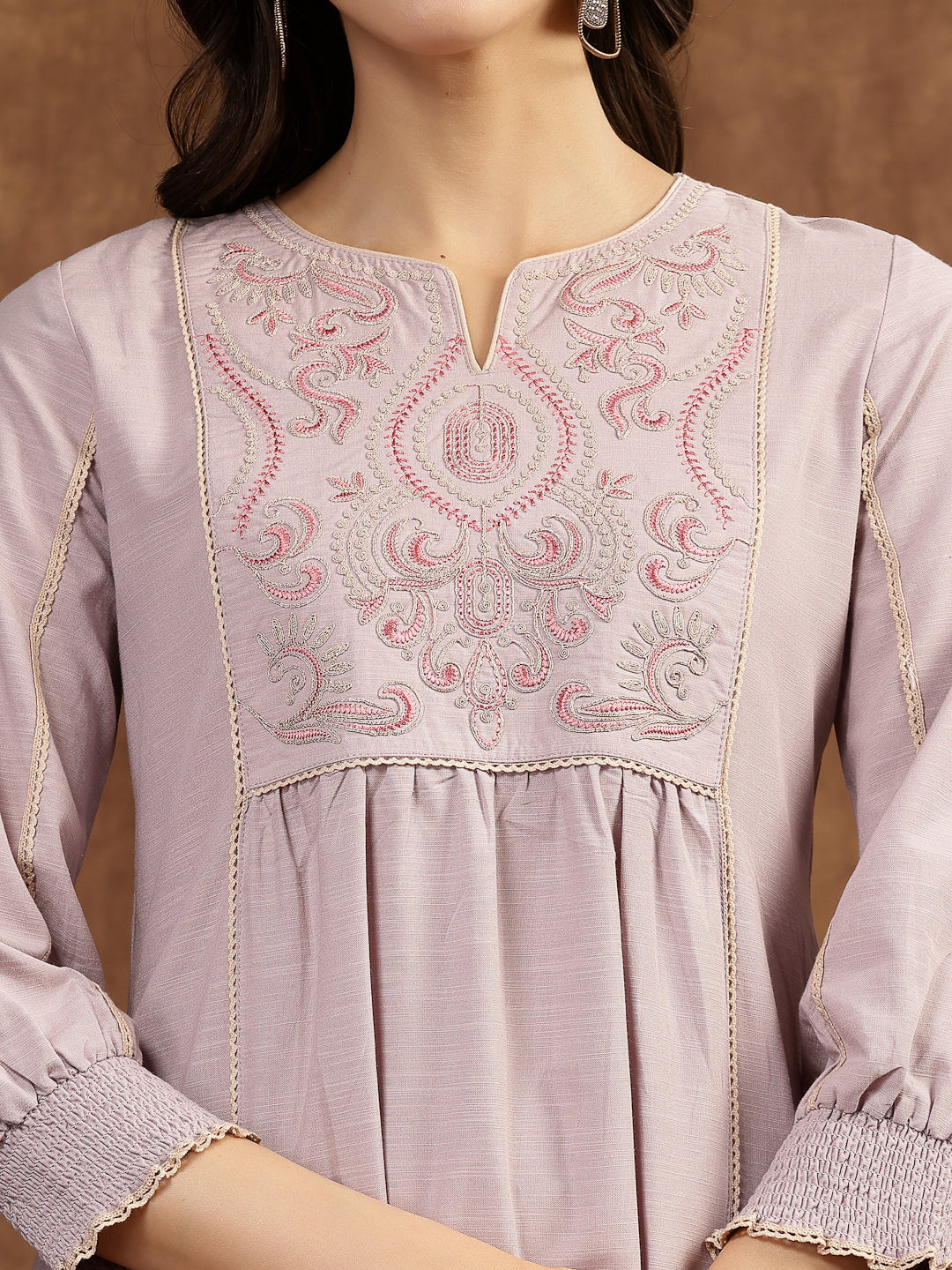 Ethnic Motifs Embroidered Thread Work Kurti