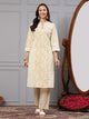 Khadi Printed A-Line Cotton Cambric Kurta with Lace Detailing & Printed Palazzo