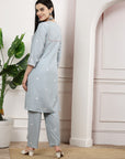 Embroidered A-Line Kurta And Palazzo Set