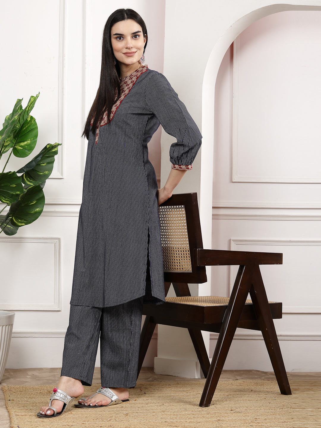 Yoke Designed Straight Kurta And Palazzo Set