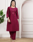 Women'S Solid Silk Kurta And Palazzo Set With Dupatta