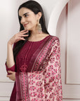 Women'S Solid Silk Kurta And Palazzo Set With Dupatta