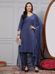 Solid A-Line Cotton Linen Kurta Set with Ari Embroidery & Dupatta