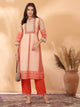 Placement Printed Poly Muslin Straight Kurta Set with Sewroskie Work