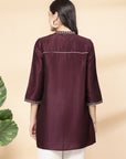 Solid Mandarin Collar Tunic