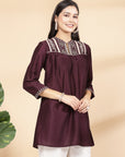 Solid Mandarin Collar Tunic