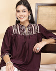 Solid Mandarin Collar Tunic