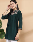 Solid Mandarin Collar Tunic