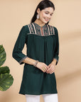 Solid Mandarin Collar Tunic