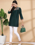 Solid Mandarin Collar Tunic