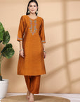 Stitch Embroidered A-Line Kurta And Palazzo Set