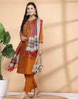 Stitch Embroidered A-Line Kurta And Palazzo Set